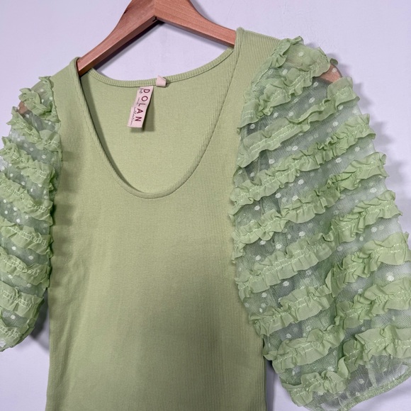 Anthropologie Dolan Light Green Ruffle Sleeve Blouse, Size XS, Great Condition! - Picture 5 of 12